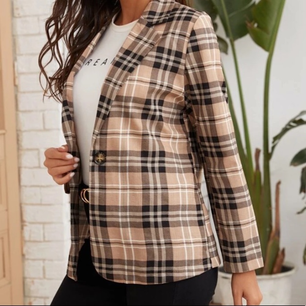 SALE‼️ Fall Autumn Plaid Trendy Blazer Shirt - Picture 2 of 3